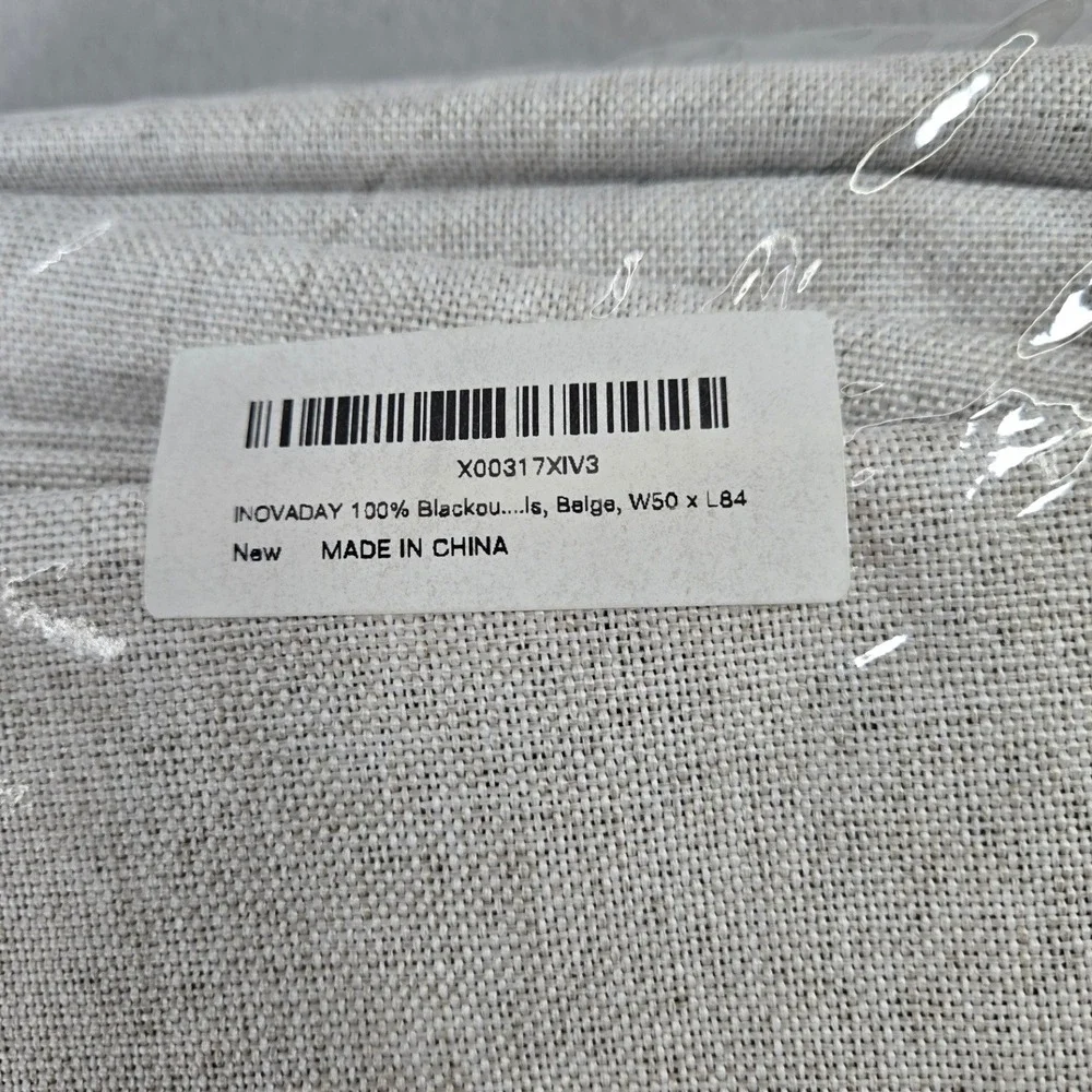 INOVADAY Blackout Curtain Linen Texture Beige Grommet 50x84 NEW